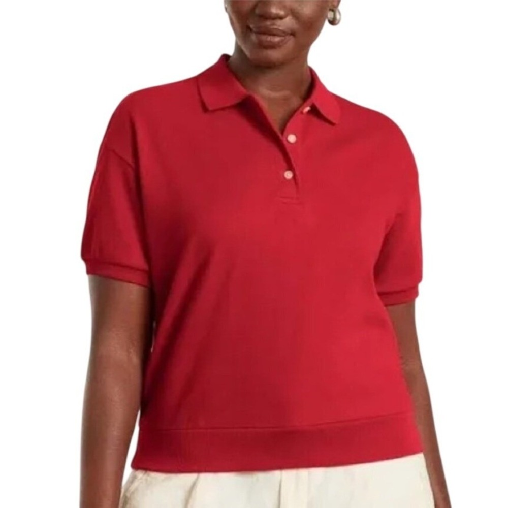 Everlane Red Organic Cotton Short‎ Sleeve Polo Shirt Top XS NWT $50